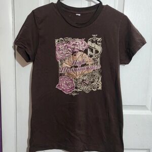 Y2K Brown Bedazzled Graphic Tshirt